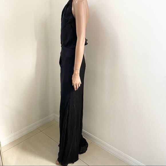 Carmen Marc Valvo Collection Black  Silk Maxi Gown 4 - Picture 5 of 11